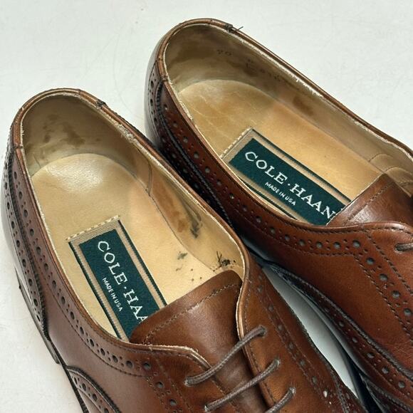 VERY GOOD Cole Haan Oxford Wingtip Cap Toe Bal Brogue Brown Made in USA 9 main image 9